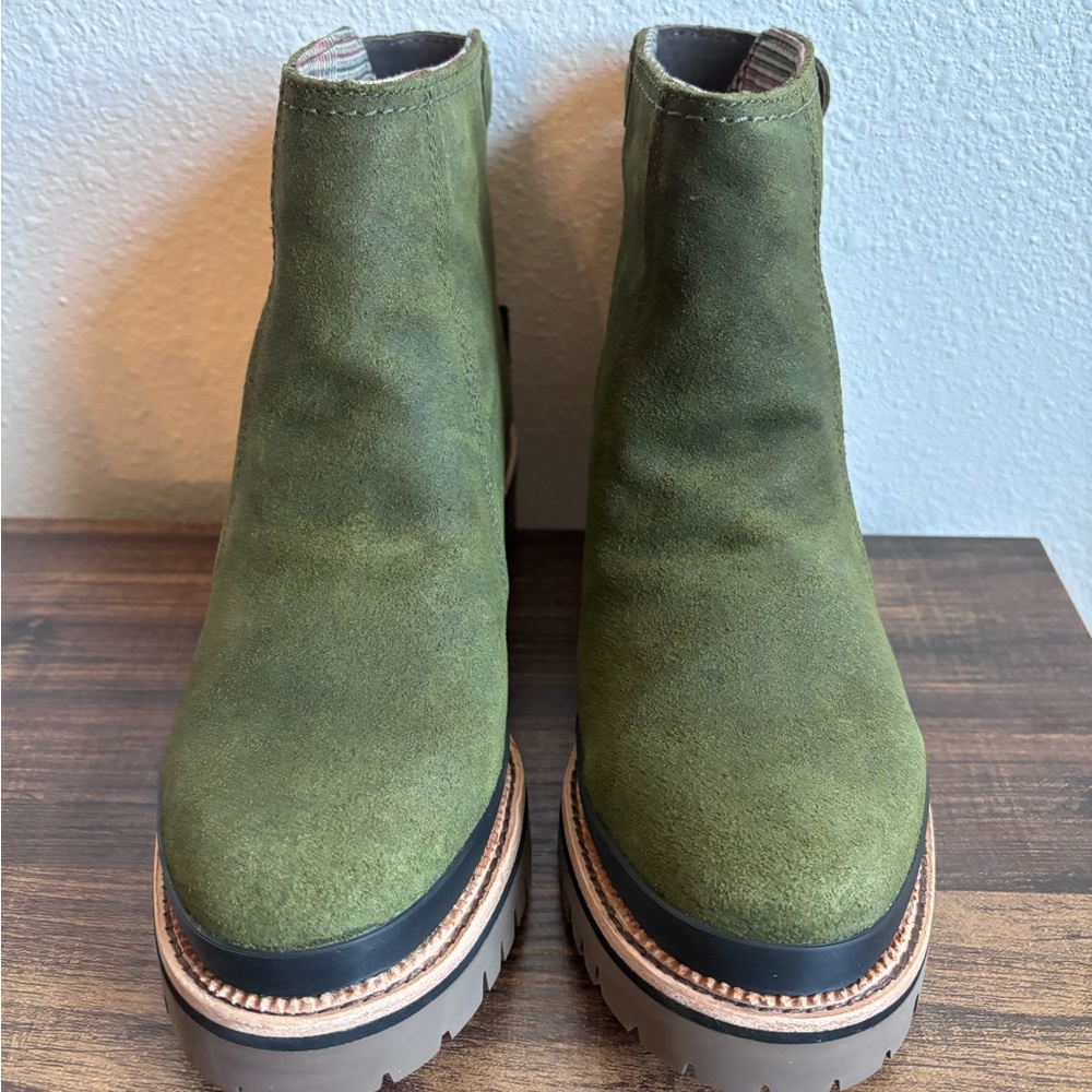 Ariat Olive Green Suede Ankle Booties - Picture 3 of 9